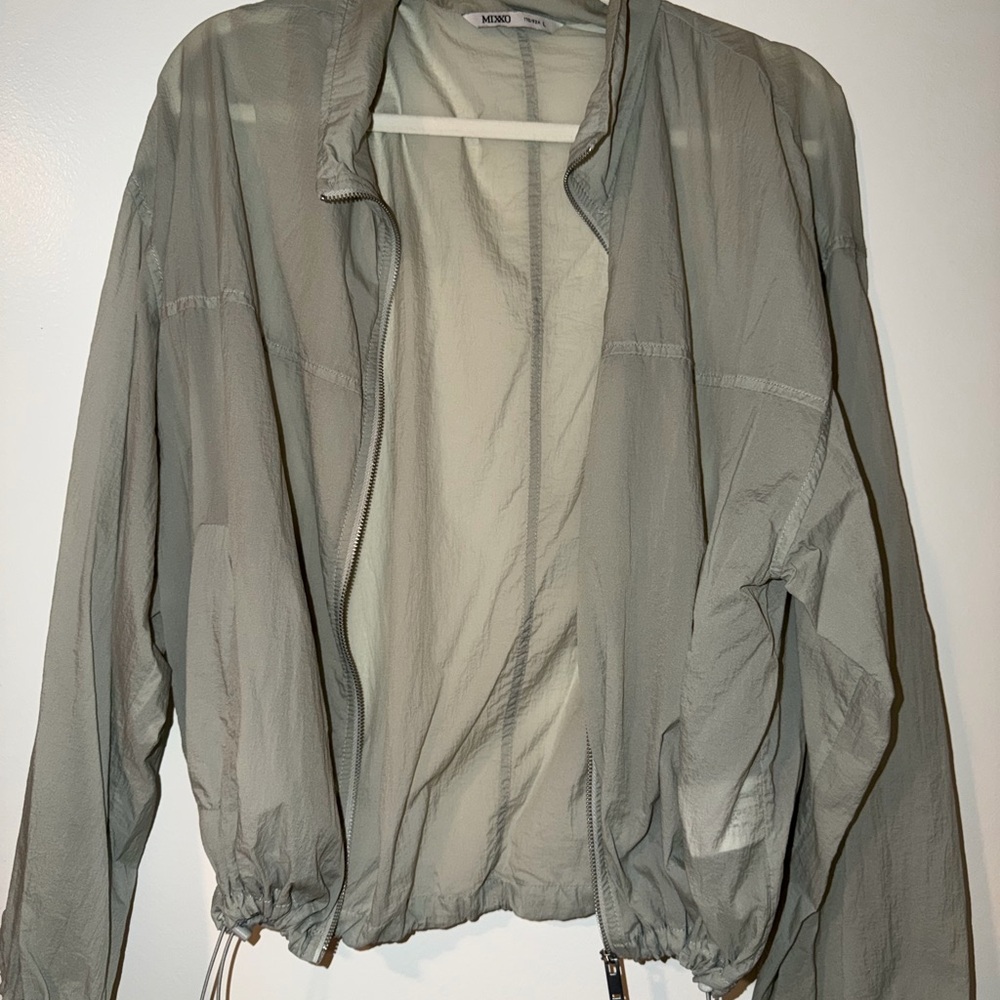 Stylish Aqua Gray Windbreaker / Utility Jacket